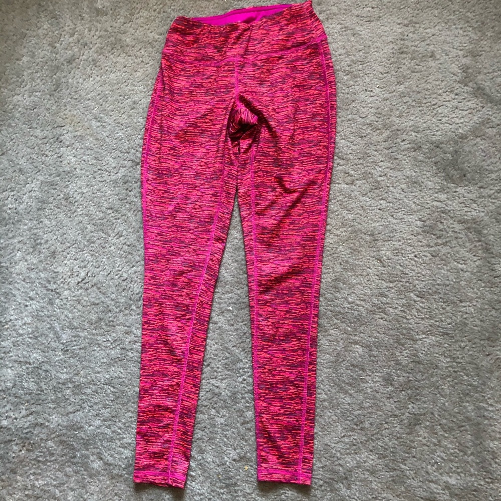 Pink/orange/grey striped leggings